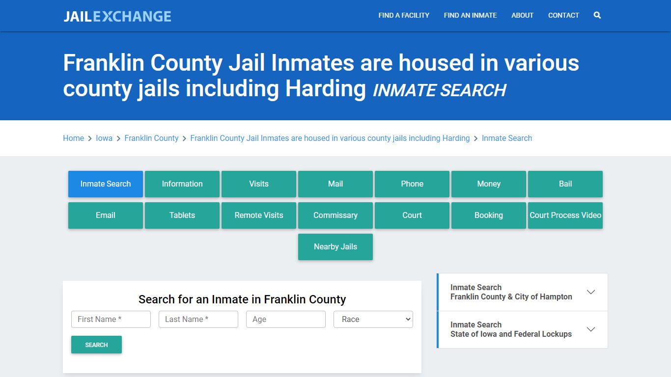 Franklin County Jail Inmates are housed in various county jails ...