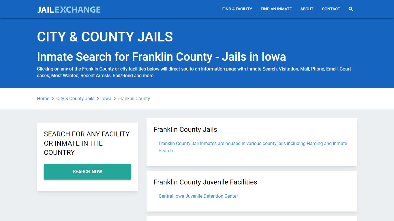 Inmate Search for Franklin County | Jails in Iowa - Jail Exchange